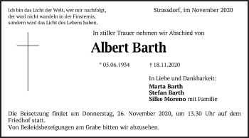 Traueranzeige von Albert Barth von Gmünder Tagespost