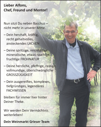 Traueranzeige von Alfons Wiedemann von Schwäbische Post
