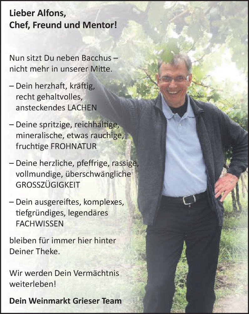  Traueranzeige für Alfons Wiedemann vom 20.11.2020 aus Schwäbische Post