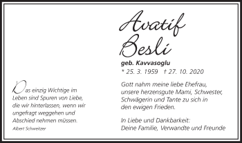 Traueranzeige von Avatif Besli von Schwäbische Post