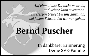 Traueranzeige von Bernd Puscher von Schwäbische Post