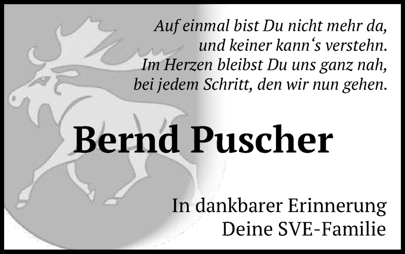  Traueranzeige für Bernd Puscher vom 26.11.2020 aus Schwäbische Post