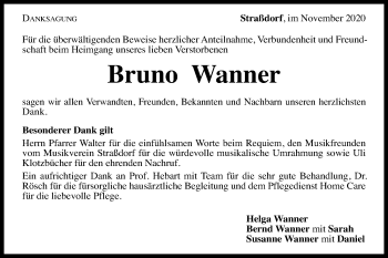 Traueranzeige von Bruno Wanner von Gmünder Tagespost