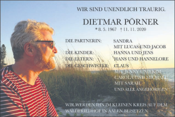Traueranzeige von Dietmar Pörner von Schwäbische Post