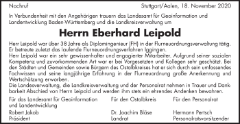 Traueranzeige von Eberhard Leipold