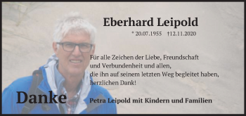 Traueranzeige von Eberhard Leipold von Schwäbische Post