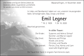Traueranzeige von Emil Legner von Schwäbische Post