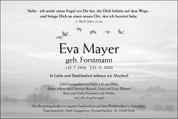 Traueranzeige von Eva Mayer von Schwäbische Post