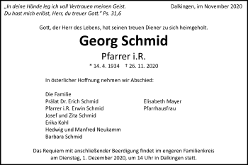 Traueranzeige von Georg Schmid von Schwäbische Post