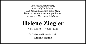 Traueranzeige von Helene Ziegler von Gmünder Tagespost