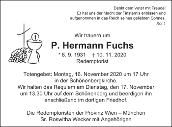 Traueranzeige von Hermann Fuchs von Schwäbische Post