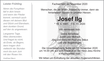 Traueranzeige von Josef Ilg von Schwäbische Post