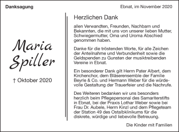 Traueranzeige von Maria Spiller von Schwäbische Post