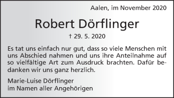 Traueranzeige von Marie-Luise Dörflinger von Schwäbische Post