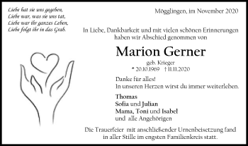 Traueranzeige von Marion Gerner von Gmünder Tagespost