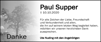 Traueranzeige von Paul Supper von Gmünder Tagespost