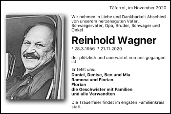 Traueranzeige von Reinhold Wagner von Gmünder Tagespost