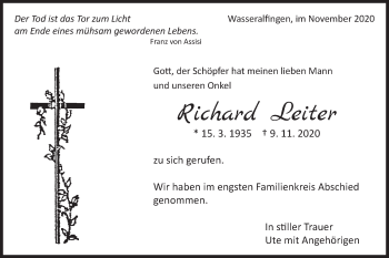 Traueranzeige von Richard Leiter von Schwäbische Post