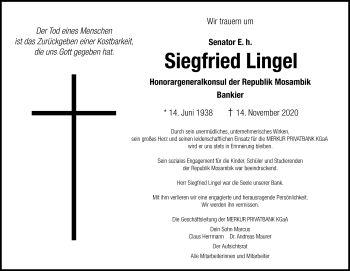 Traueranzeige von Siegfried Lingel von Schwäbische Post