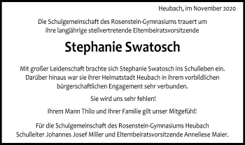 Traueranzeige von Stephanie Swatosch von Gmünder Tagespost