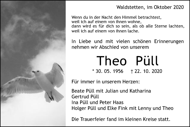  Traueranzeige für Theo Püll vom 02.11.2020 aus Gmünder Tagespost