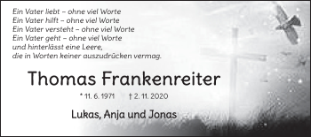 Traueranzeige von Thomas Frankenreiter von Schwäbische Post