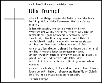 Traueranzeige von Ulla Trumpf von Gmünder Tagespost
