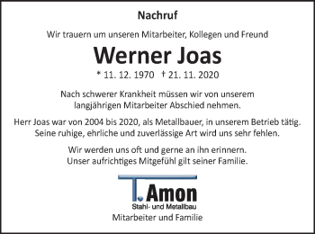 Traueranzeige von Werner Joas von Schwäbische Post