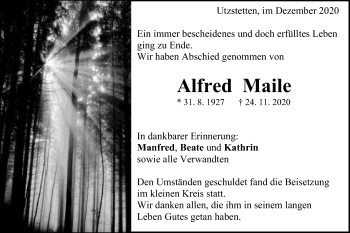 Traueranzeige von Alfred Maile