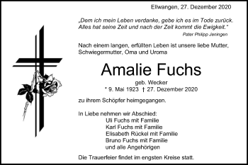 Traueranzeige von Amalie Fuchs von Schwäbische Post