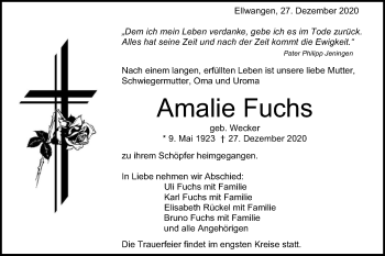 Traueranzeige von Amalie Fuchs