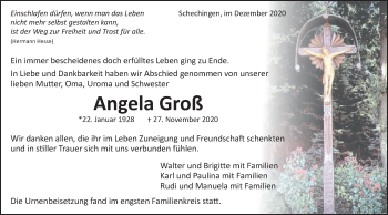 Traueranzeige von Angela Groß von Gmünder Tagespost