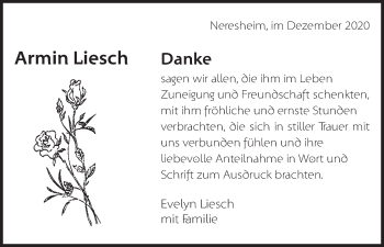 Traueranzeige von Armin Liesch von Schwäbische Post