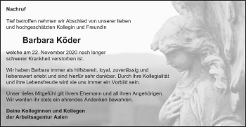 Traueranzeige von Barbara Köder