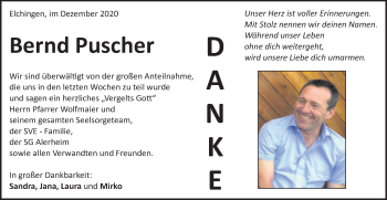 Traueranzeige von Bernd Puscher von Schwäbische Post