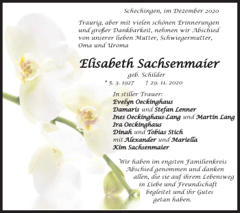 Traueranzeige von Elisabeth Sachsenmaier von Gmünder Tagespost