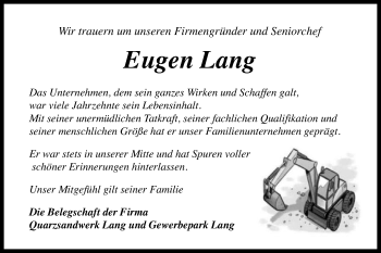 Traueranzeige von Eugen Lang von Gmünder Tagespost