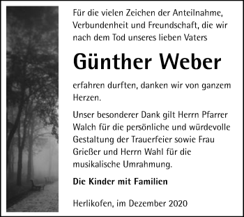 Traueranzeige von Günther Weber von Gmünder Tagespost