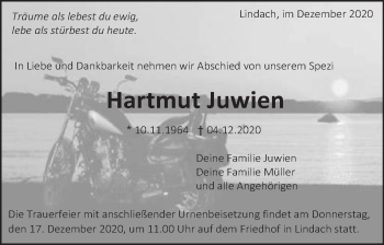 Traueranzeige von Hartmut Juwien von Gmünder Tagespost