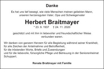 Traueranzeige von Herbert Braitmayer von Gmünder Tagespost