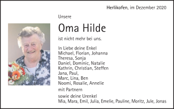Traueranzeige von Hildegard Pflieger von Gmünder Tagespost
