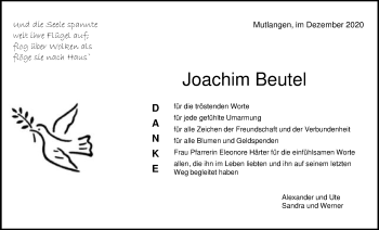 Traueranzeige von Joachim Beutel von Gmünder Tagespost