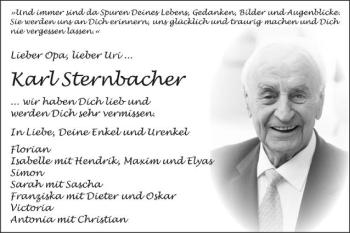 Traueranzeige von Karl Sternbacher  von Schwäbische Post