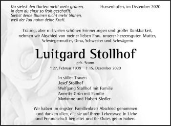 Traueranzeige von Luitgard Stollhof von Gmünder Tagespost