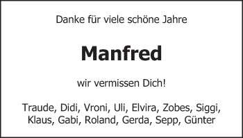Traueranzeige von Manfred  von Schwäbische Post
