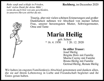 Traueranzeige von Maria Heilig von Gmünder Tagespost