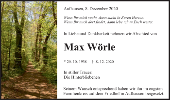 Traueranzeige von Max Wörle von Schwäbische Post