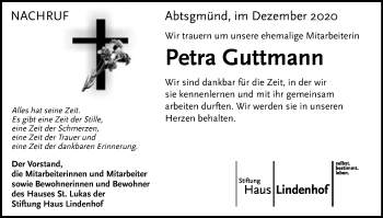 Traueranzeige von Petra Guttmann von Schwäbische Post