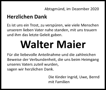 Traueranzeige von Walter Maier von Schwäbische Post