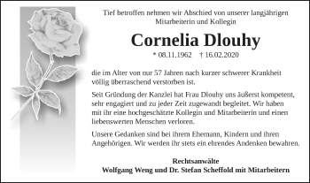 Traueranzeige von Cornelia Dlouhy von Gmünder Tagespost